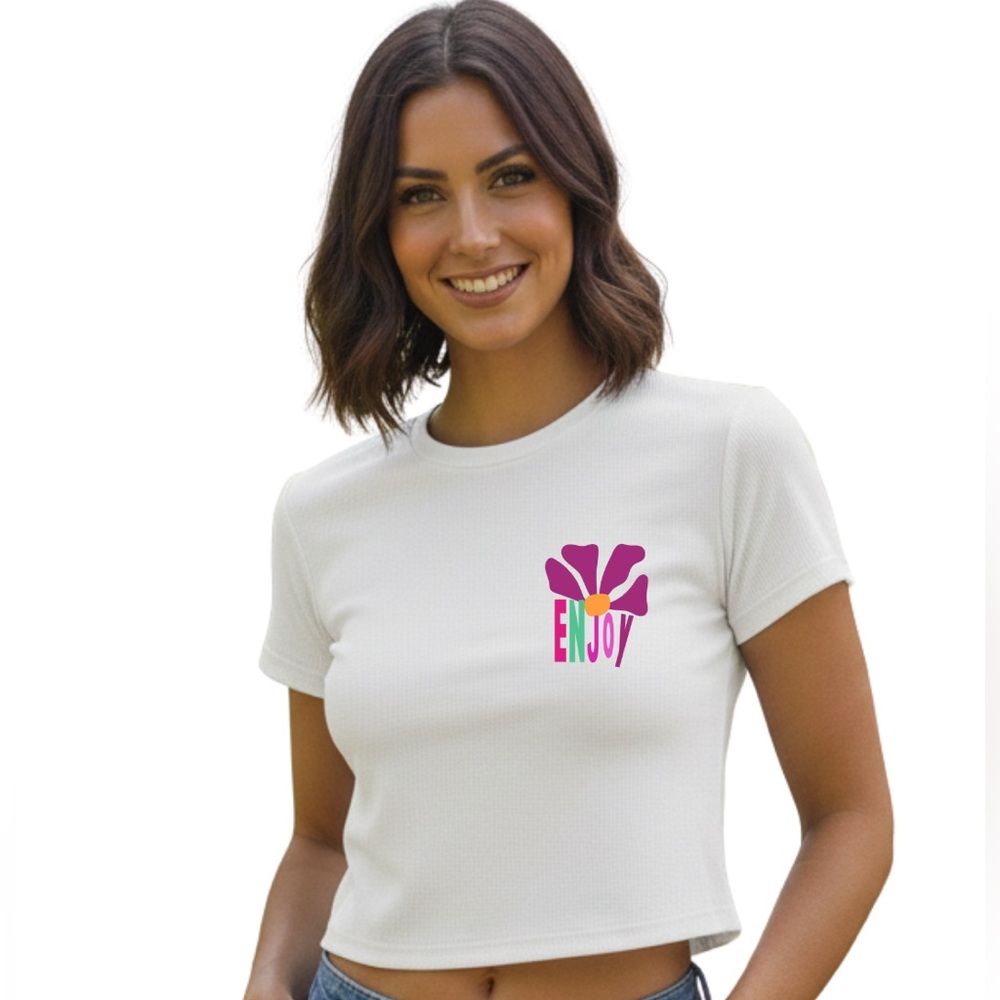 Enjoy|Graphic Crop- Top||Small